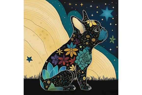 Download French Bulldog Wall Art Floral Drawing 1 - Wall art Collection