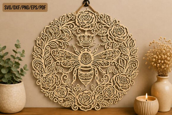 Download Laser Cut Bee Wreath Wall Art SVG Bundle - Wall art Collection