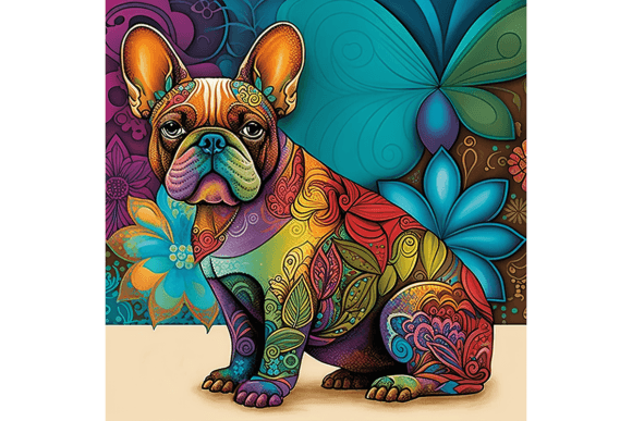 Download French Bulldog Wall Art Floral Drawing 2 - Wall art Collection
