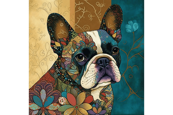 Download French Bulldog Wall Art Floral Drawing 3 - Wall art Collection