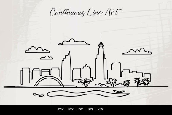 Download Miami Skyline Continuous Line Art – One - Sky Collection