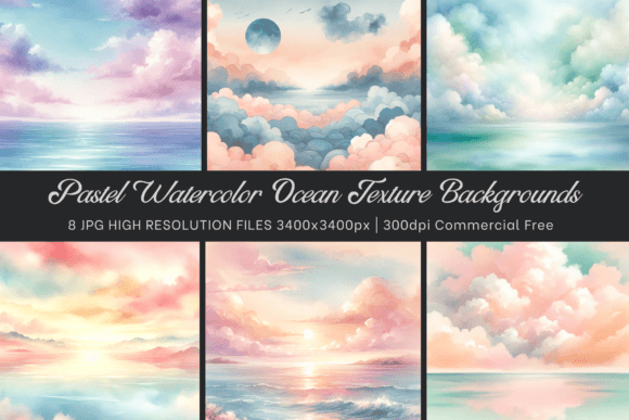 Download Watercolor Ocean Sky Texture Background - Premium Bundle