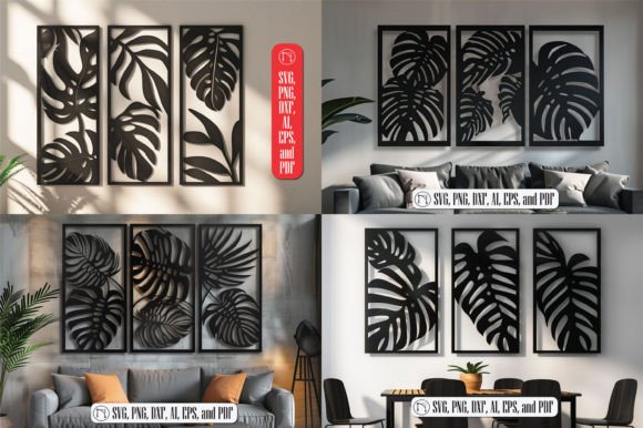 Download Laser Cut Monstera Wall Art SVG Bundle - Wall art Collection