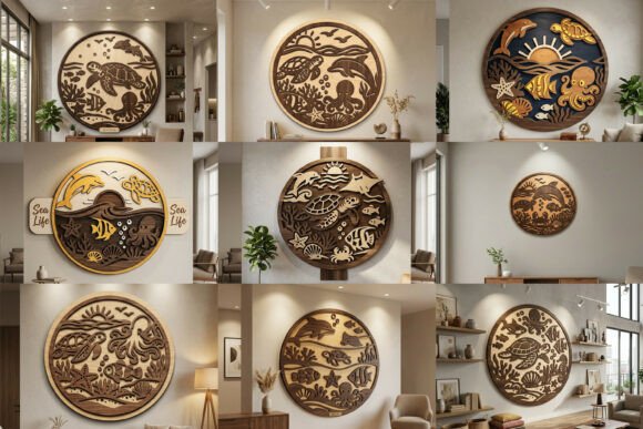 Download Laser Cut Sea Life Wall Art SVG Bundle - Wall art Collection