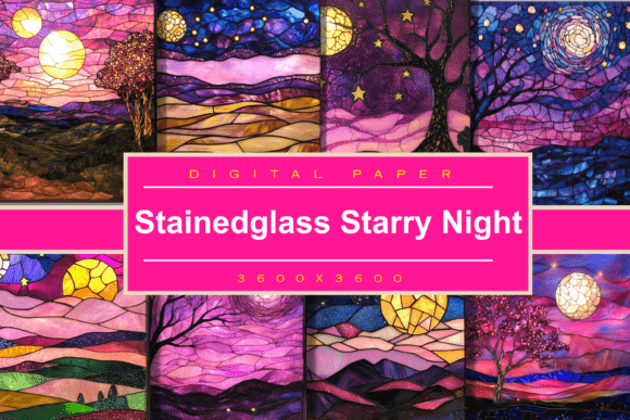 Download Stained Glass Pink Starry Night Sky - Premium Resources